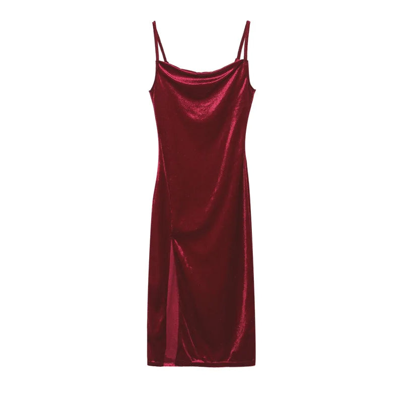 Elegant Velvet Off-Shoulder Bodycon Dress - Sleeveless Summer Midi Gown for Women | Perfect for Parties & Club Nights