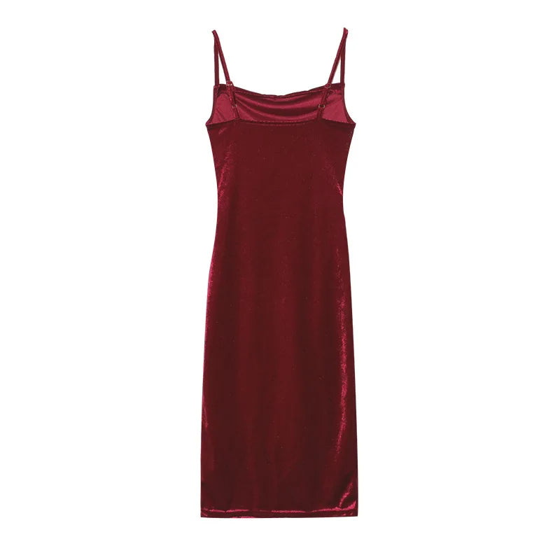 Elegant Velvet Off-Shoulder Bodycon Dress - Sleeveless Summer Midi Gown for Women | Perfect for Parties & Club Nights