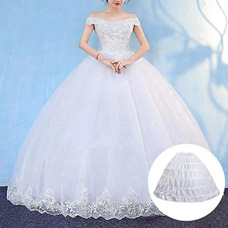 6 Hoop Crinoline White Long Wedding Petticoat Ball Gown Dress Underskirt Skirt Large crinoline