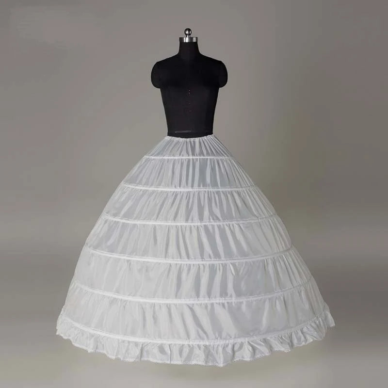 6 Hoop Crinoline White Long Wedding Petticoat Ball Gown Dress Underskirt Skirt Large crinoline