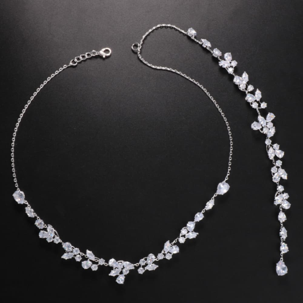Rose Gold Bridal Back Necklace, Crystal Back Drop Necklace, Open Back Necklace, Bridal Jewelry Set, Wedding Jewellery set, Bridal back chain