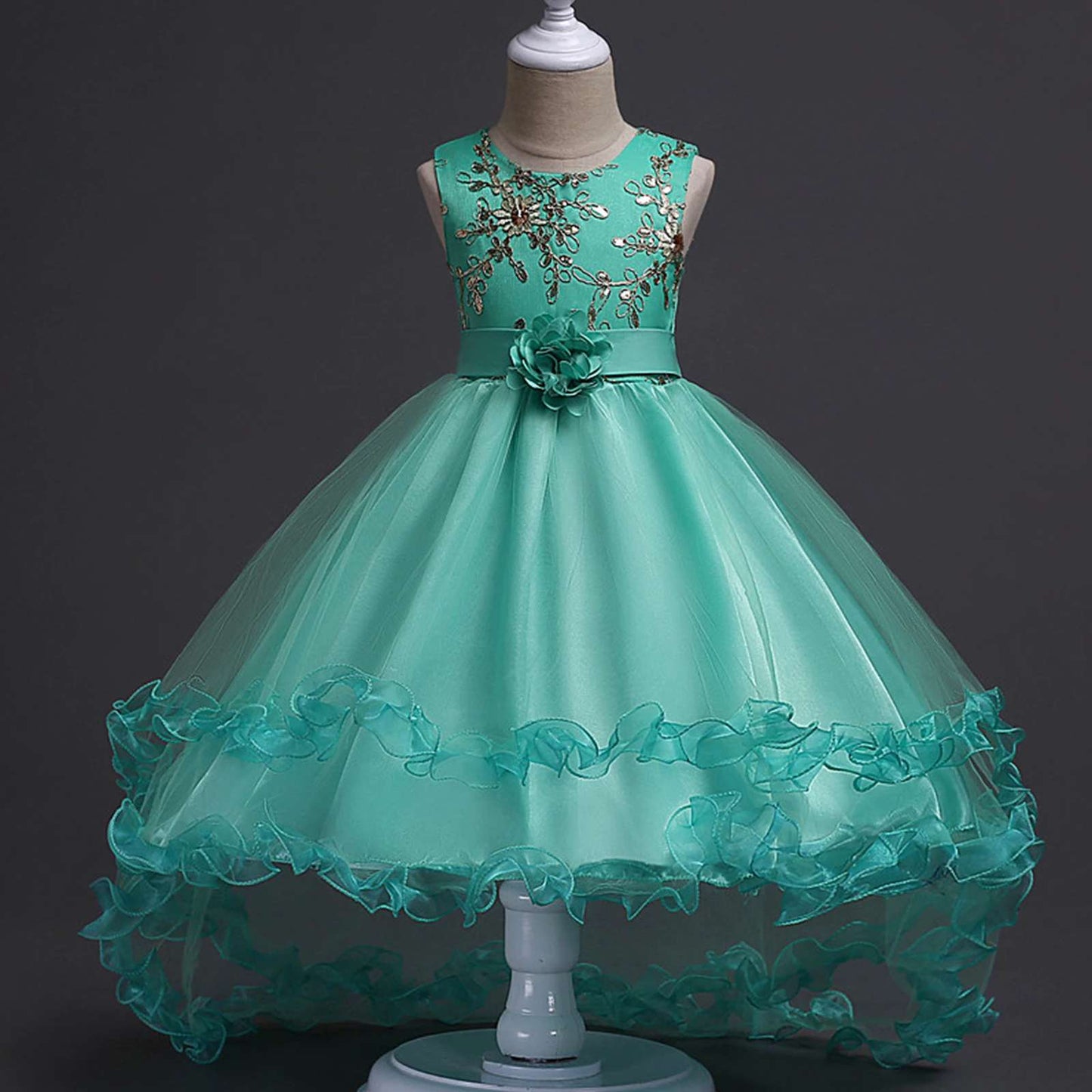 Lace Tulle Flower Girl Dress, Princess Gown TUTU kids Party Wedding Dress, Junior Bridesmaid Pageant Dresses, Toddler Girl Birthday Dress