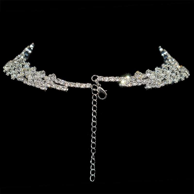 Bridal Necklace, Bridal Jewelry Rhinestone Choker, Silver Bridal Necklace And Earrings, Jewelry Set, Wedding Set, Jewellery For Bride, Wedding necklace set