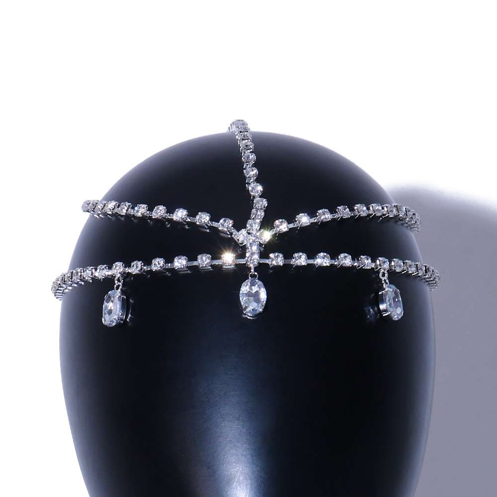 Multi layer Water Drop Forehead Chain, Boho Bridal Wedding Head Chain, CZ Leaf Forehead Headband Chain, Hair Jewelry For Women, Crystal Headpiece