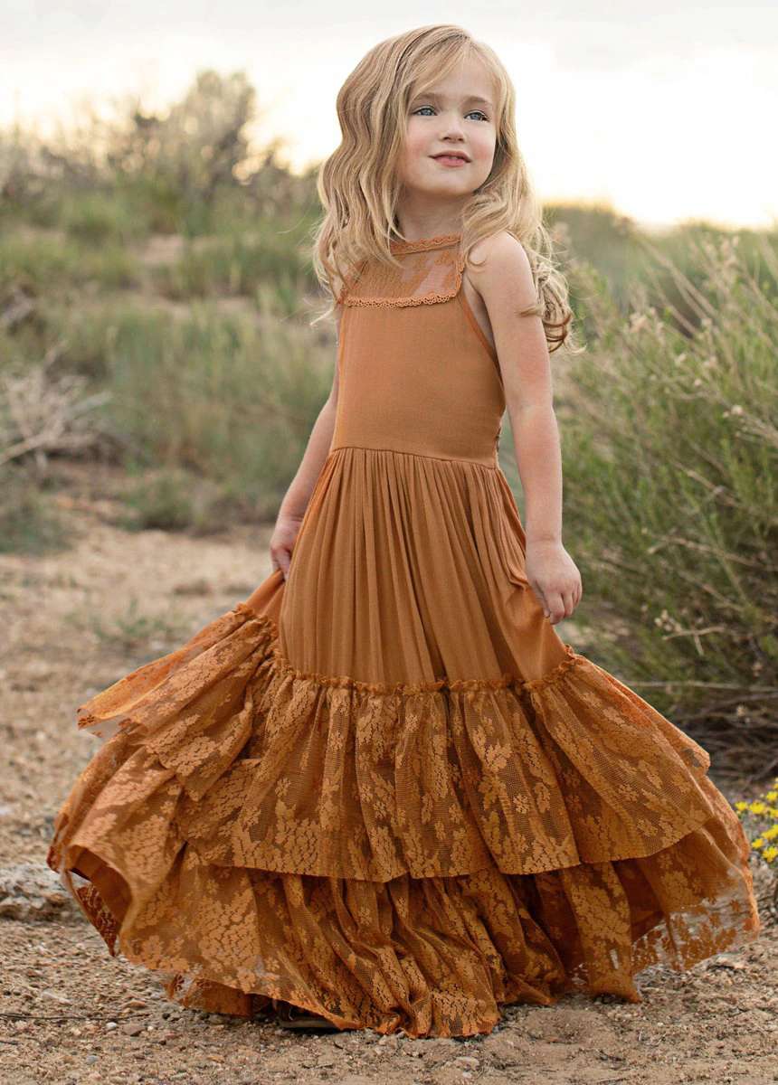 Princess Girls Lace Cotton Long Dresses | Long Maxi Dress | Long Lace Flower Girl Dress | Long Dresses | Girls Long Dresses