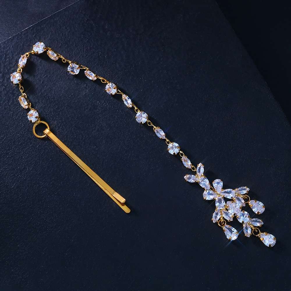 Head Chain Exquisite Cubic Leaf Forehead Headband Chain Hair Jewellery for Women Headpiece Bridal Wedding Head Chain