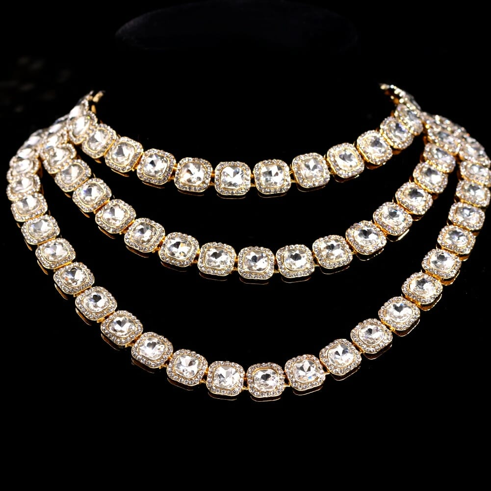 Crystal Choker Chain, Cuban Link Choker, Diamond Choker, Iced out Cuban Link Chain , Diamond Curb Chain, Cuban Link Necklace, Bling Choker