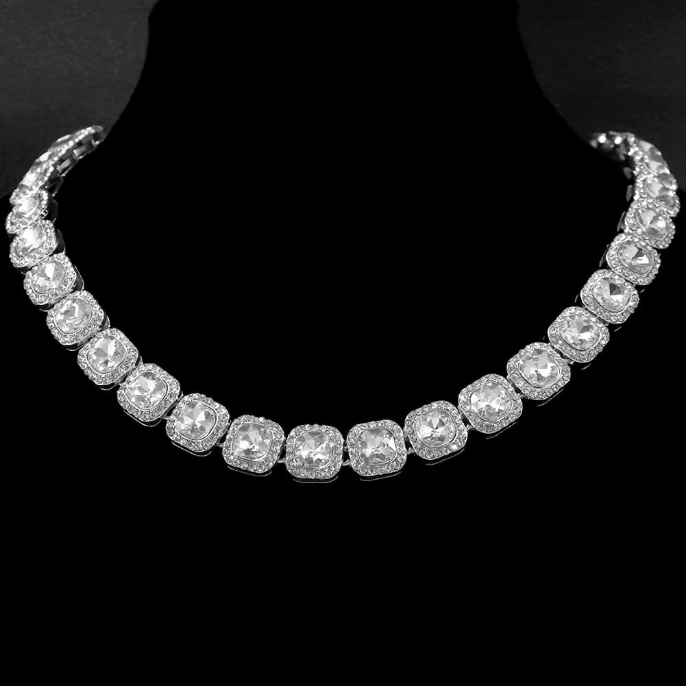Crystal Choker Chain, Cuban Link Choker, Diamond Choker, Iced out Cuban Link Chain , Diamond Curb Chain, Cuban Link Necklace, Bling Choker