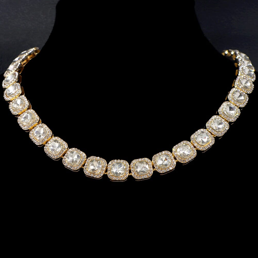 Crystal Choker Chain, Cuban Link Choker, Diamond Choker, Iced out Cuban Link Chain , Diamond Curb Chain, Cuban Link Necklace, Bling Choker