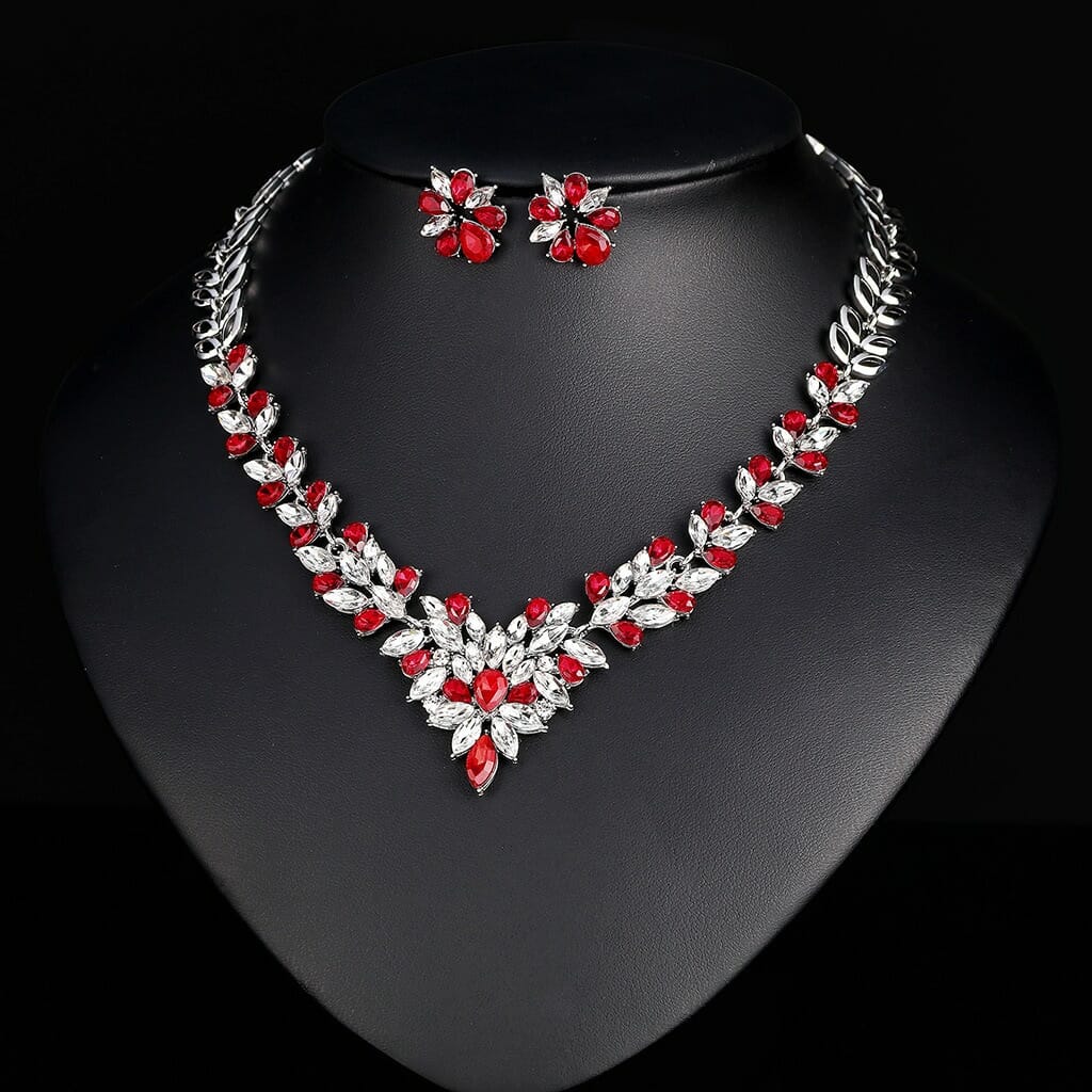 Glamorous Leaf-inspired Jewelry Set: Perfect for Weddings and Parties, Leaves Jewelry Sets for Women, Bridal Necklace Earrings Set, Wedding jewellery, Party Necklace