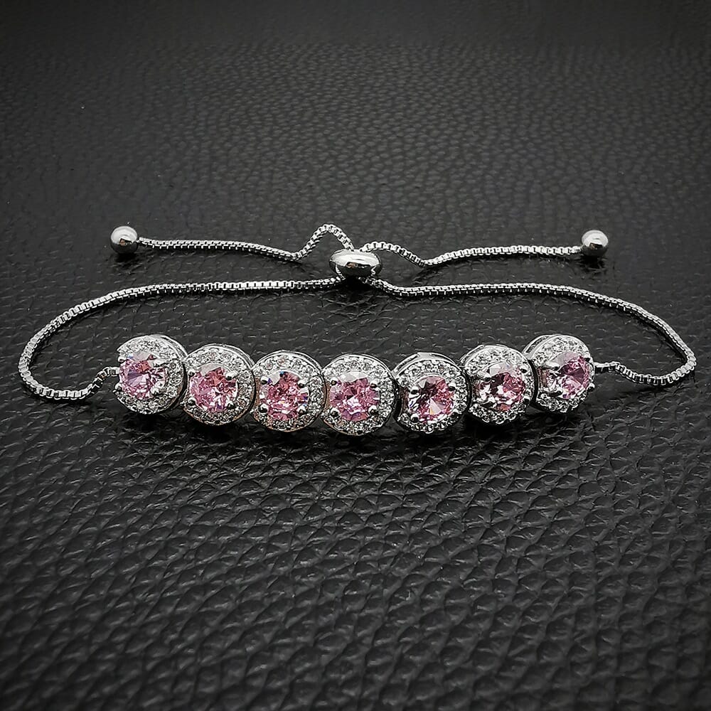 Flower girl Bracelet Gift, Junior Bridesmaid Gift, Green Pink Rose Gold Silver Bracelet, Cubic Zirconia Bracelet