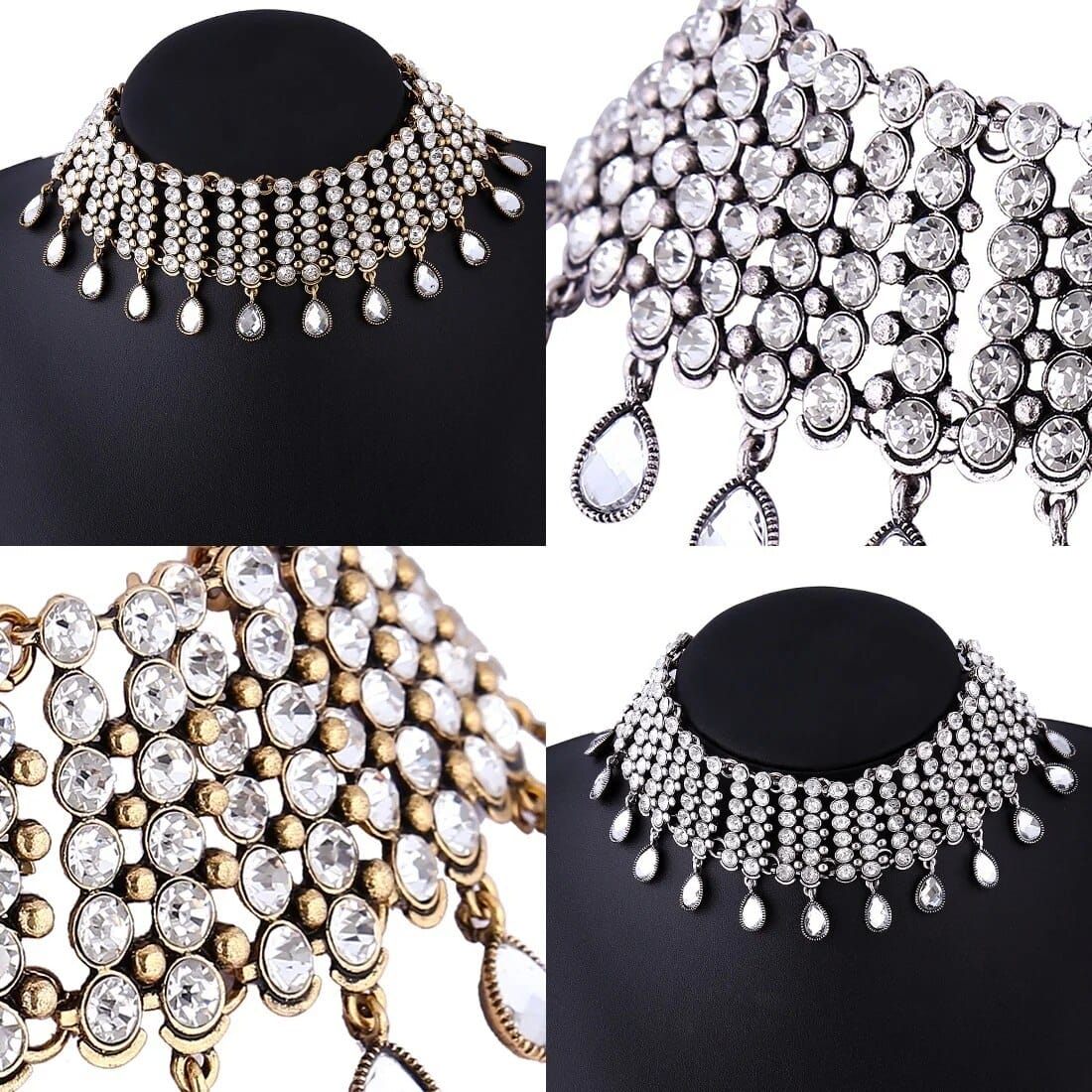 Indian Necklace set for Women, Party Jewelry, Choker set, Party Necklace, Rhinestone Choker Necklace, Water Drop necklace