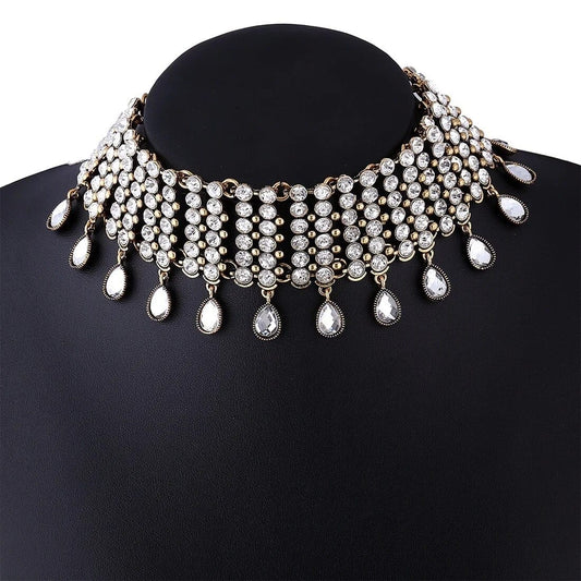 Indian Necklace set for Women, Party Jewelry, Choker set, Party Necklace, Rhinestone Choker Necklace, Water Drop necklace