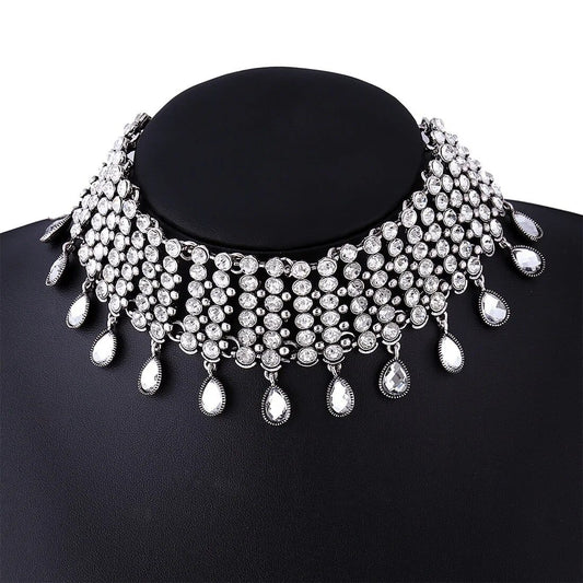 Indian Necklace set for Women, Party Jewelry, Choker set, Party Necklace, Rhinestone Choker Necklace, Water Drop necklace