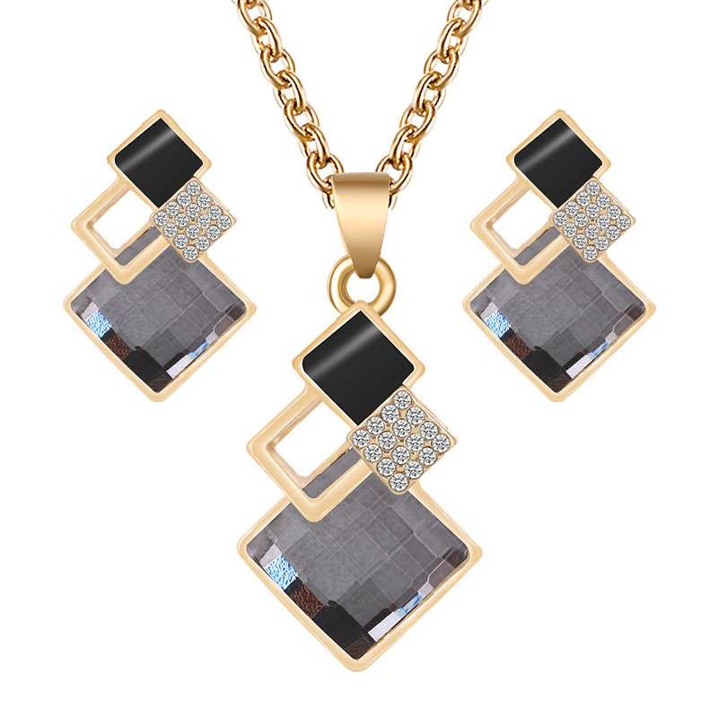 Crystal Pendants Necklace Earrings Sets | Bridal Wedding Earring Necklace Set | Colourful Jewellry Set | Bridesmaid Necklace Earring SET | Crystal Bridal Necklace Set