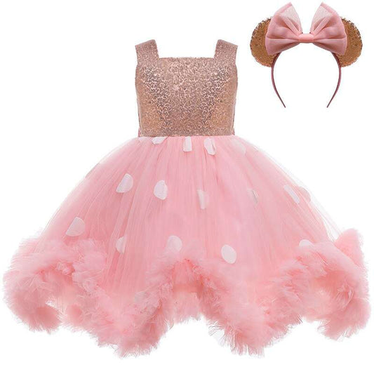 Polka dot Party Dress, Baby Girls Dress, Girls Princess Dress, Girls Birthday Party Dress, dress for Girls, Girls tutu dress