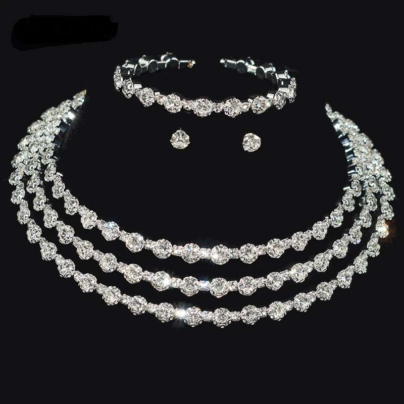 Bridal Necklace, Bridal Jewelry Rhinestone Choker, Silver Bridal Necklace And Earrings, Jewelry Set, Wedding Set, Jewellery For Bride, Wedding necklace set