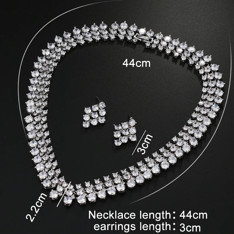Chunky Bridal Jewelry Sets Silver necklace set cubic zirconia Jewellery set Wedding Jewelry Sets for Women