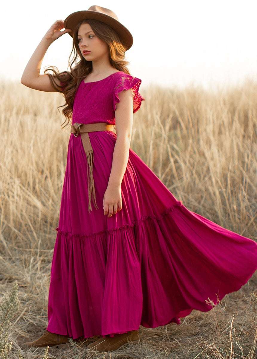 Princess Girls Lace Cotton Long Dresses, Long Maxi Dress, Long Lace Flower Girl Dress, Long Dresses, Girls Birthday Dress, Girls Long Dress