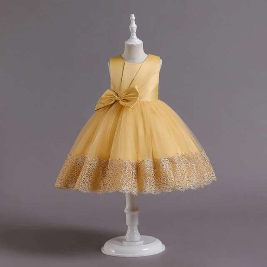 Elegant Girl Dresses, Sequins Princess Dress Baby Girl Birthday Party Flower Bow Prom Gown