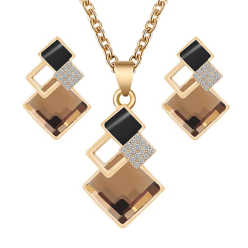 Crystal Pendants Necklace Earrings Sets | Bridal Wedding Earring Necklace Set | Colourful Jewellry Set | Bridesmaid Necklace Earring SET | Crystal Bridal Necklace Set