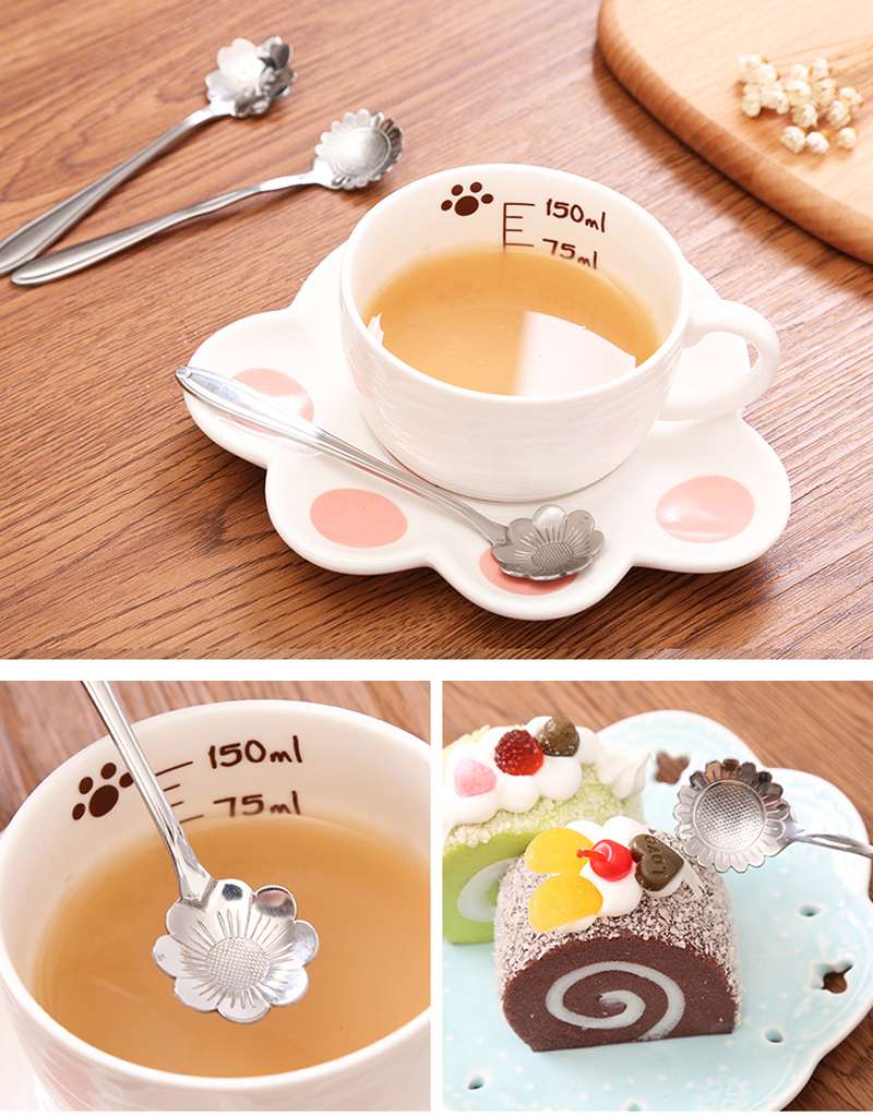 8Pcs Flower Spoons Set, Small Teaspoon, Coffee Spoon, Cute Ice Cream Dessert Spoon, Gold Stainless Steel Spoon For Coffee Tea