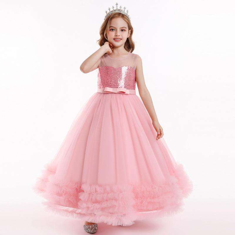 Girls Long Dresses, Flower Girl Dress, Lace Tulle Dresses, Girls Birthday Dress, Long Flower Girl Dress, floor-length girl dress, lace flower girl dress