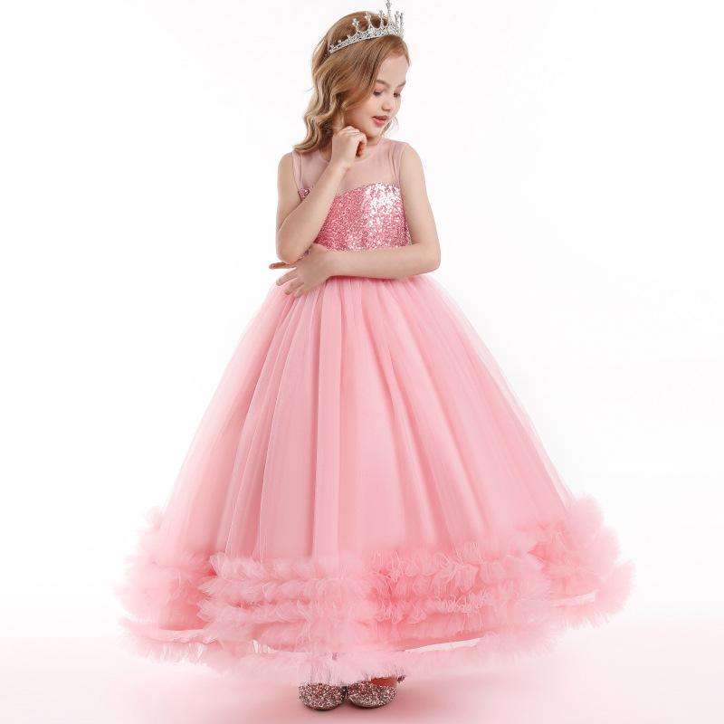 Girls Long Dresses, Flower Girl Dress, Lace Tulle Dresses, Girls Birthday Dress, Long Flower Girl Dress, floor-length girl dress, lace flower girl dress