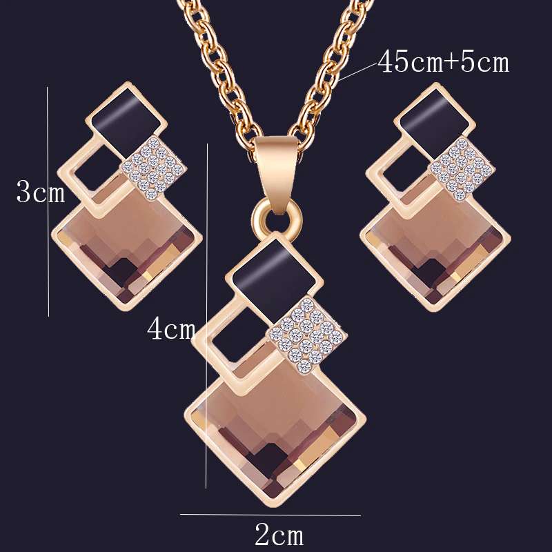 Crystal Pendants Necklace Earrings Sets | Bridal Wedding Earring Necklace Set | Colourful Jewellry Set | Bridesmaid Necklace Earring SET | Crystal Bridal Necklace Set