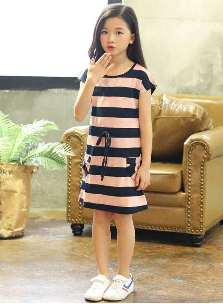 Stripe Print Dresses for Girls Kids, Casual Wear for girls