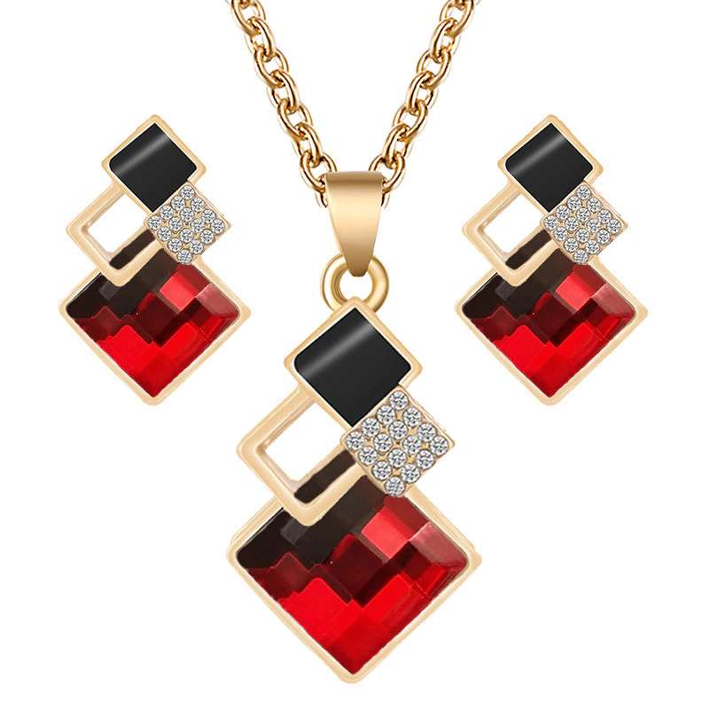 Crystal Pendants Necklace Earrings Sets | Bridal Wedding Earring Necklace Set | Colourful Jewellry Set | Bridesmaid Necklace Earring SET | Crystal Bridal Necklace Set