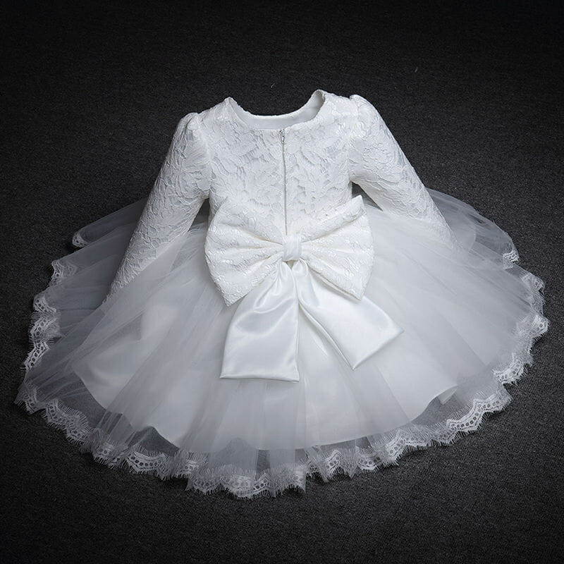 Toddler Christening gown, flower girl dress, Girls church dress, Newborn White Baptism dress, Toddler White dress, Christening Dress, Baby Girl Long Sleeves Dress