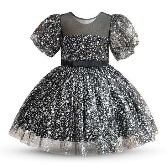 Elegant Girl Dresses, Sequins Princess Dress Baby Girl Birthday Party Puff Sleeve Prom Gown Baptism Party Dress Kids Clothes, Girls Tutu Dress