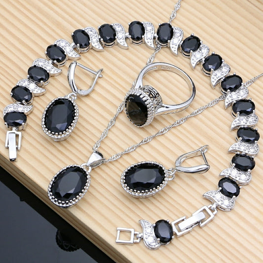 Silver 925 Bridal Jewelry, Zircon Jewelry Sets, Silver Jewelry Set , Sterling silver Necklace, Pendant necklace set, Silver Jewellery