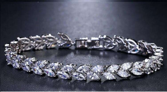 Teardrop Silver Wedding Necklace Earrings Bracelet Ring Set | Bridal Necklace Set | CZ Wedding Necklace Set | Crystal Bridal Set