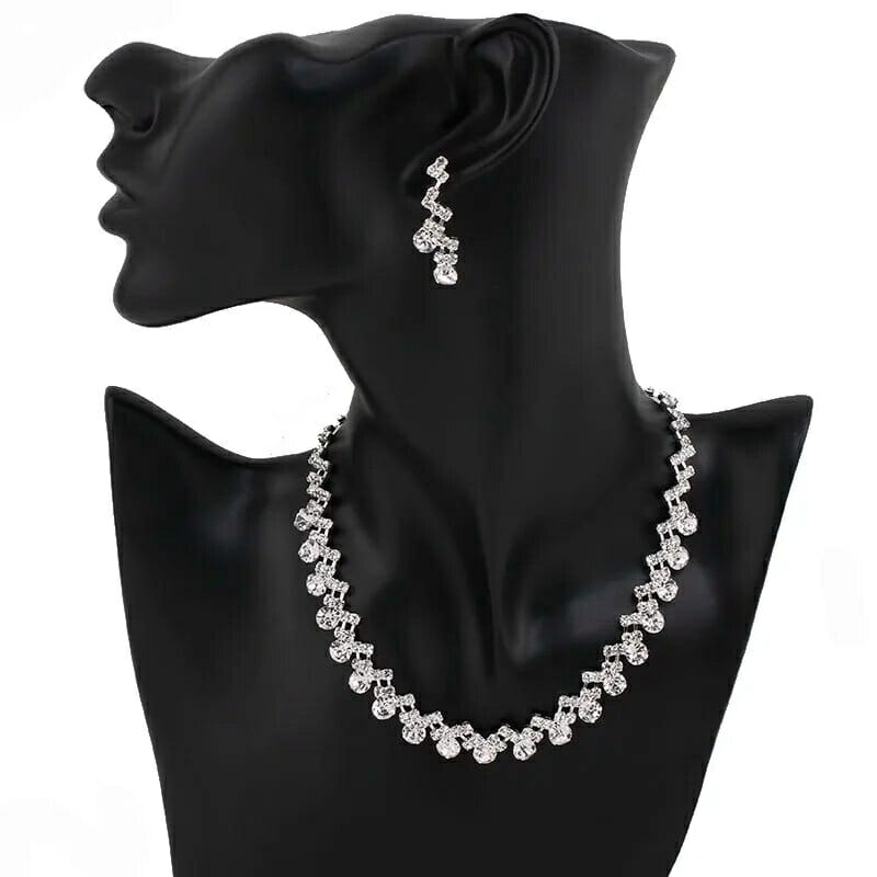 Bridal Jewelry Sets, Necklace Earrings Sets for Women Party Wedding Jewelry Sets, Pearl Crystal Necklace