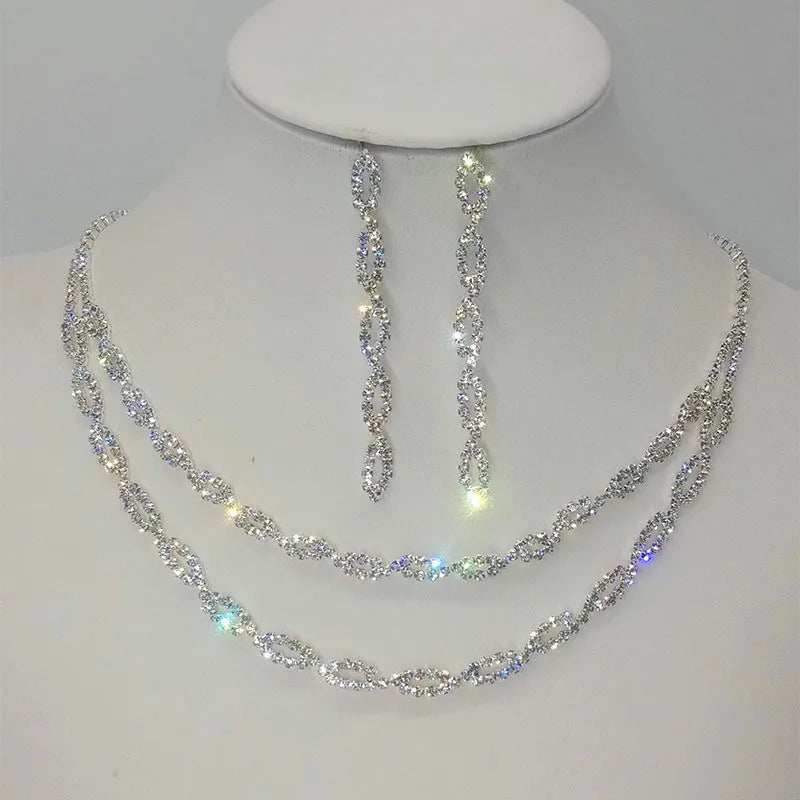 Bridal Necklace set Crystal Necklace and earrings set Diamond Bridal Jewelry Set Silver Bridal Earrings Crystal Wedding Necklace Set