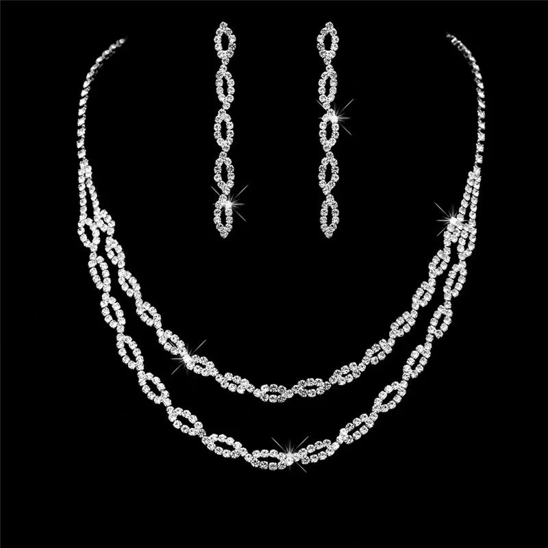 Bridal Necklace set Crystal Necklace and earrings set Diamond Bridal Jewelry Set Silver Bridal Earrings Crystal Wedding Necklace Set