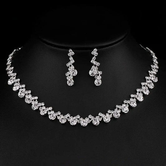 Bridal Jewelry Sets, Necklace Earrings Sets for Women Party Wedding Jewelry Sets, Pearl Crystal Necklace