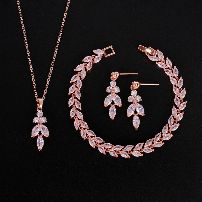 Necklace Set for brides bridal jewelry Wedding Bridal Drop Earrings Jewelry Set silver leaf wedding Earrings Necklace jewelry set