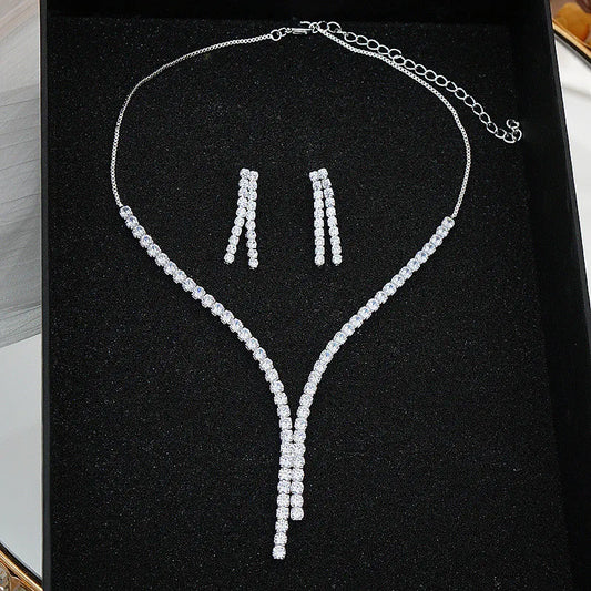 Bridal Jewelry Set, Wedding Silver Jewelry, CZ Wedding Necklace Set, Jewelry Set, CZ Jewelry Set, Women Wedding Jewelry Set, Gift Her