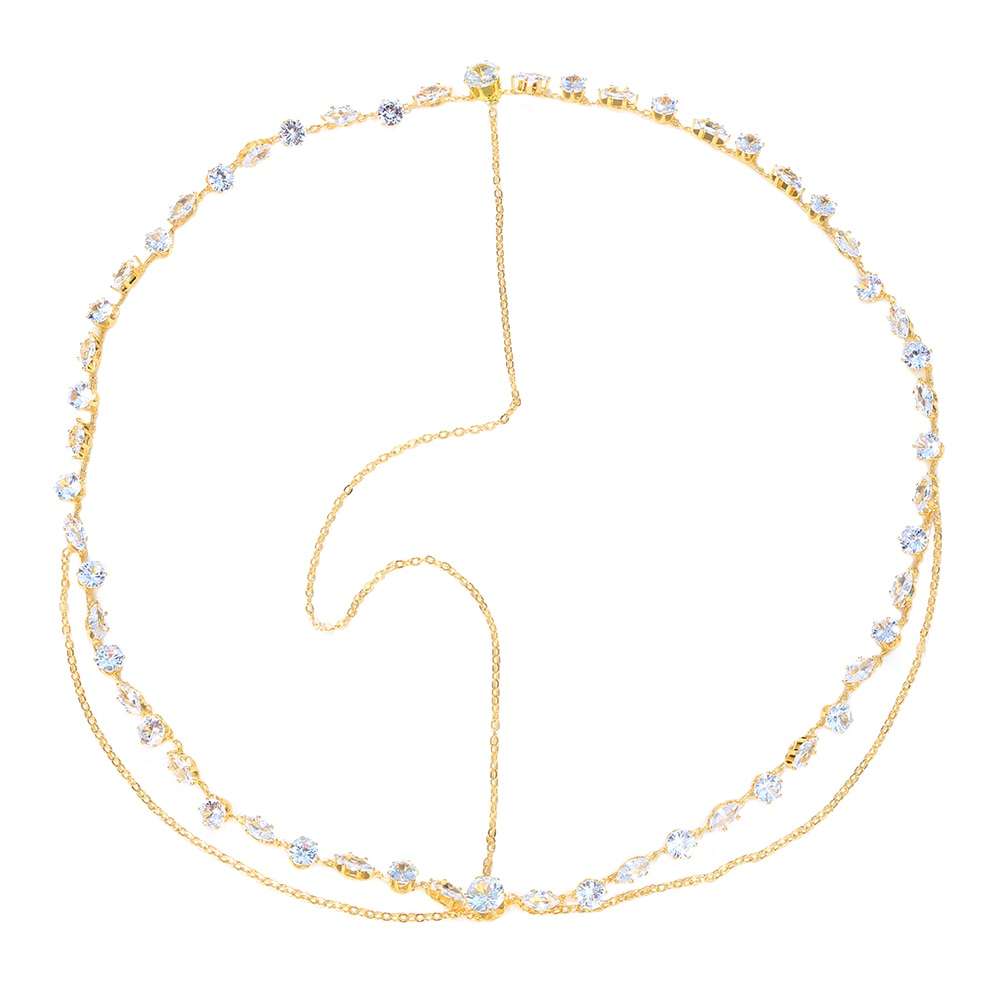 Water Drop Forehead Chain, Boho Bridal Wedding Head Chain, CZ Leaf Forehead Headband Chain, Hair Jewelry for Women, Crystal Headpiece