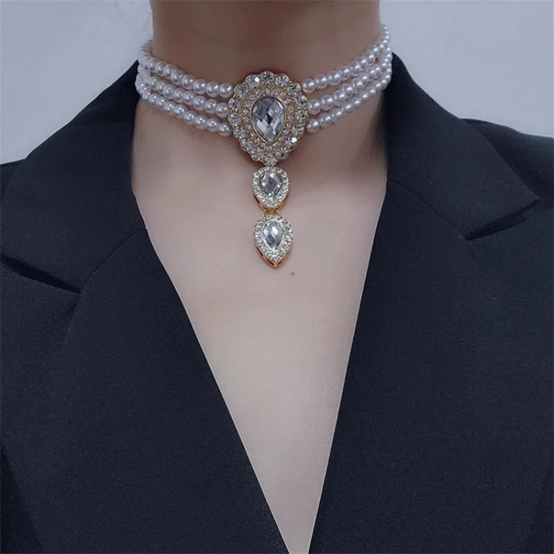 Bridal jewelry set, Bridal choker necklace, Wedding choker, white pearl jewelry set, bridesmaid jewelry, Pearls Choker Set