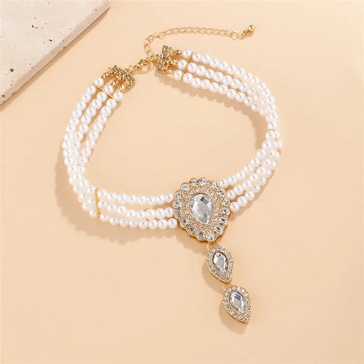 Bridal jewelry set, Bridal choker necklace, Wedding choker, white pearl jewelry set, bridesmaid jewelry, Pearls Choker Set