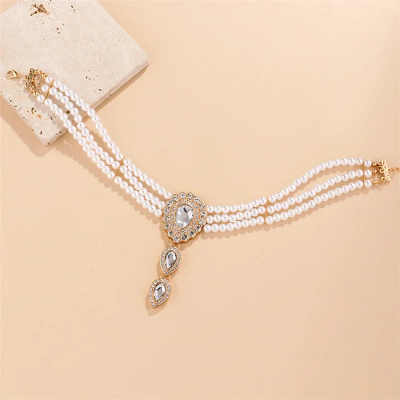 Bridal jewelry set, Bridal choker necklace, Wedding choker, white pearl jewelry set, bridesmaid jewelry, Pearls Choker Set