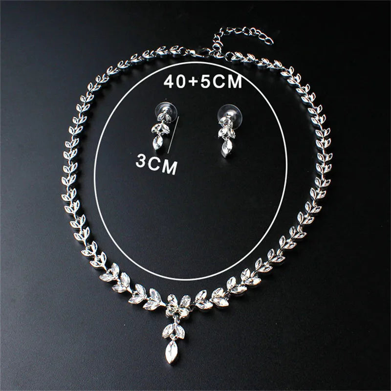 Silver Bridal Necklace And Earrings Necklace | Jewelry Set | Wedding Set| Leaf Style Jewellery For Bride | Wedding necklace set (AU Stock)
