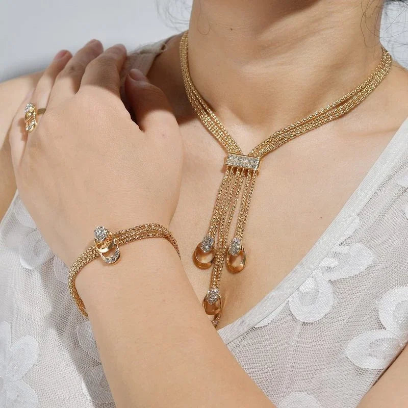 Fashion Bracelets Earrings Rings Necklaces Jewelry Sets for Women Wedding Engagement Party Jewelry | Wedding Costume Jewelry Set | (4 Piece Set) Bridal Jewelry Sets