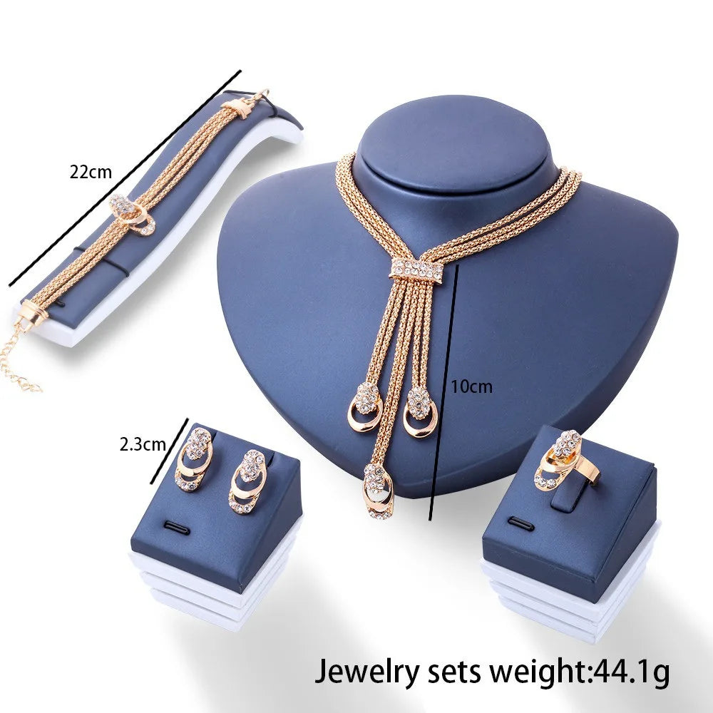 Fashion Bracelets Earrings Rings Necklaces Jewelry Sets for Women Wedding Engagement Party Jewelry | Wedding Costume Jewelry Set | (4 Piece Set) Bridal Jewelry Sets