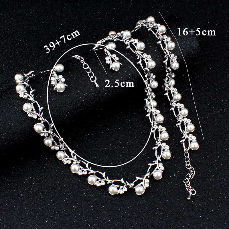 Imitation Pearl Wedding Necklace Earring Sets | Bridal Jewelry Sets for Women | Crystal Pearl Bridal Necklace and Earring Set