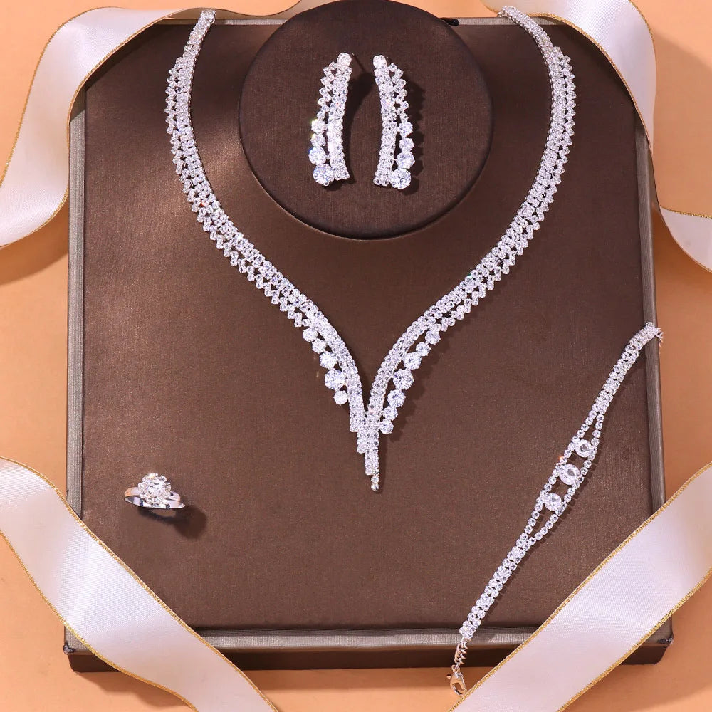 Bridal Necklace set Crystal Necklace and earrings set Diamond Bridal Jewelry Set Silver Bridal Earrings Crystal Wedding Necklace Set